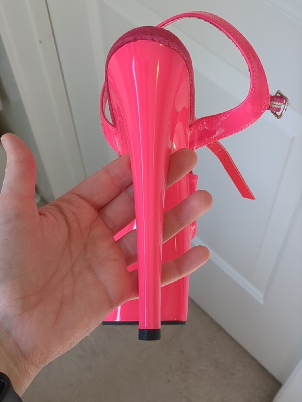Pleaser Neon Pink 7" Platform Heels with Ankle Strap - Picture 5 of 14
